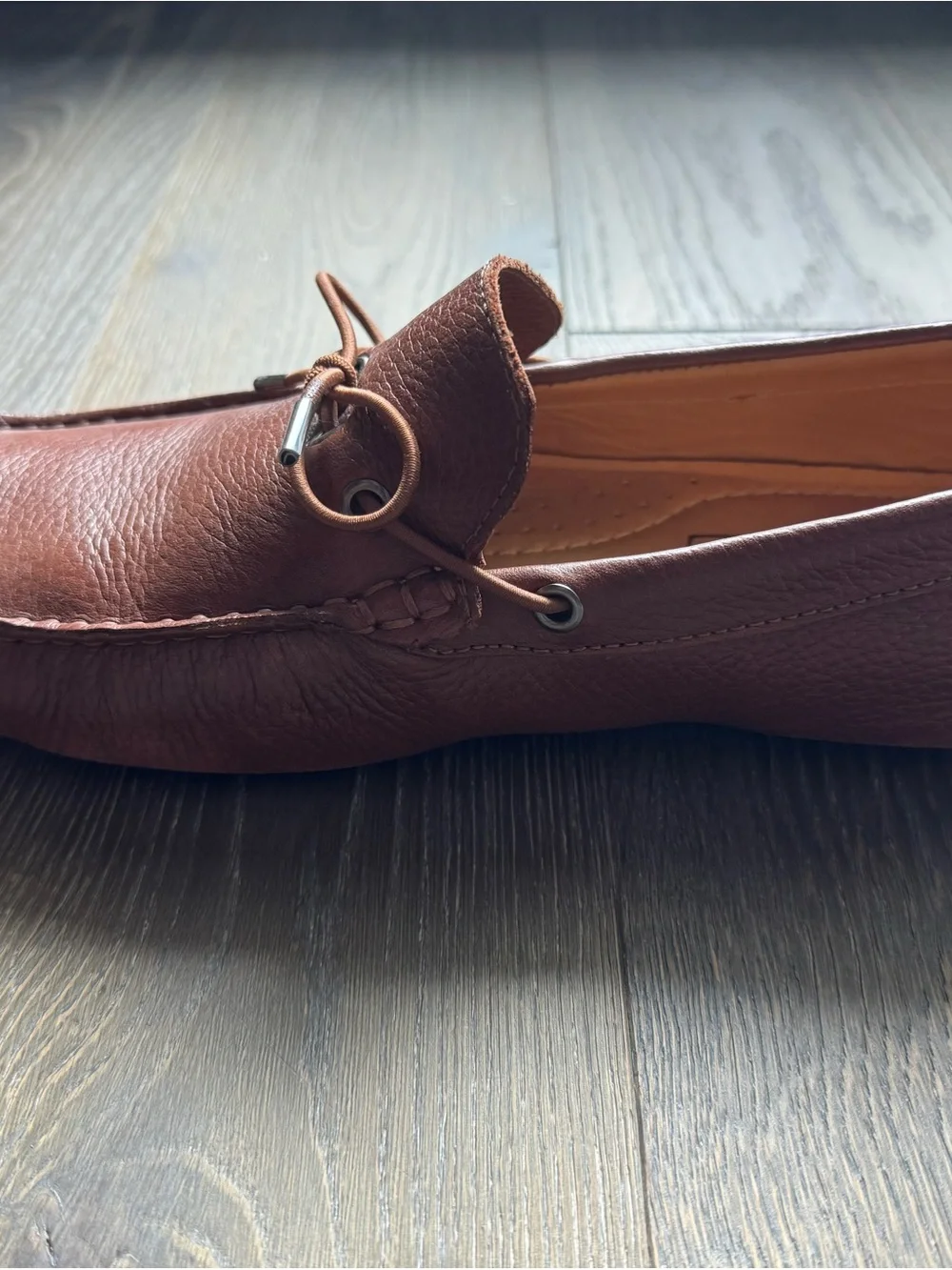 Mercanti Fiorentini Brown Leather Driving Moccasins with Lace Tie (Size 9M)